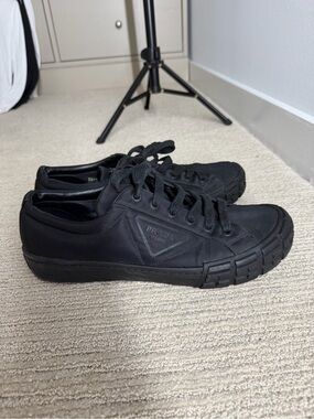 Prada Black Low-Top Nylon Sneakers with Logo Triangle